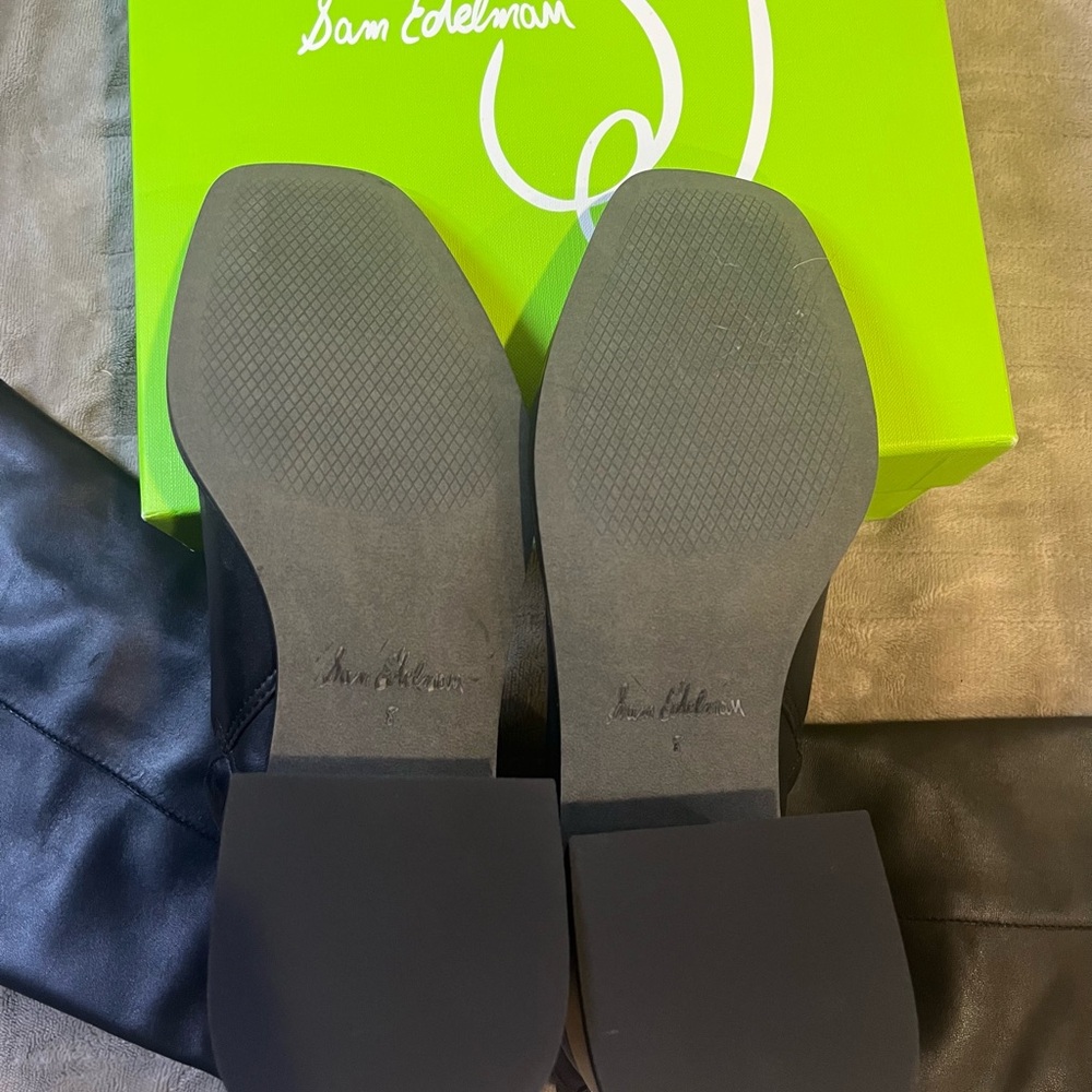 Sam Edelman Black Ankle Boots with Chunky Block Heel and Smooth Finish size 8 - Picture 5 of 10